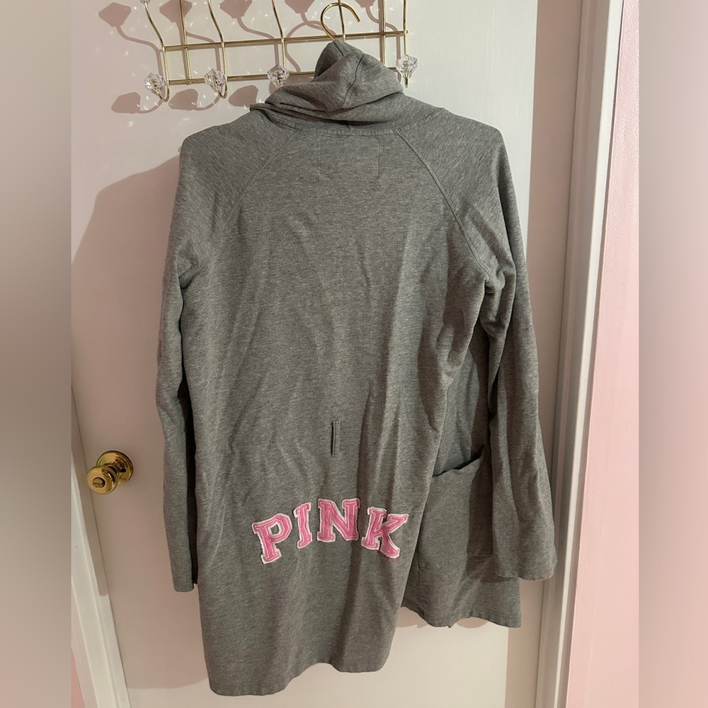 VINTAGE VICTORIAS SECRET PINK 100%COTTON GREY HOODED ROBE - Picture 9 of 16